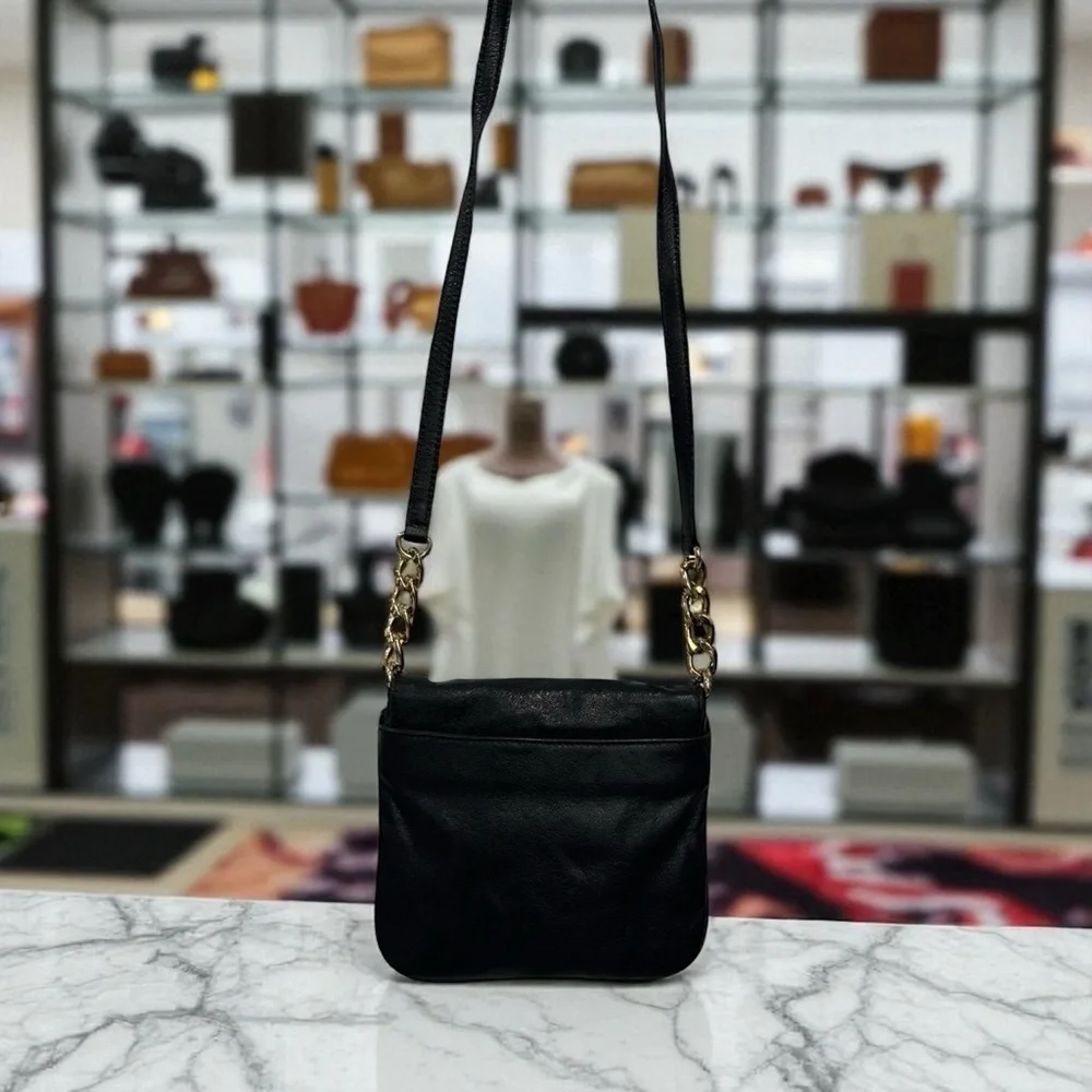 Michael Kors Berkley TopHandle Leather CrossBody Bag Purse Black
